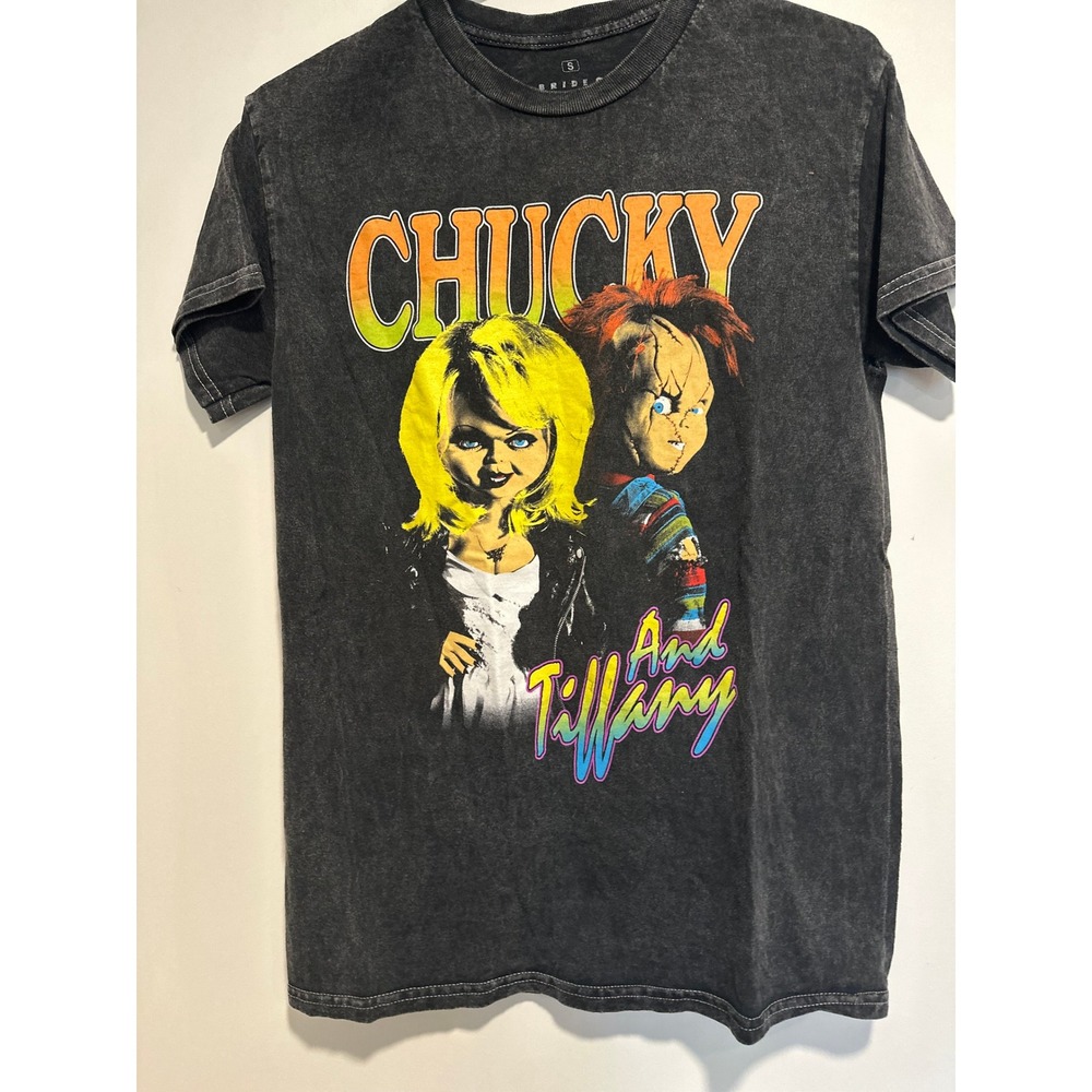 Ripple Junction Horror Graphic Tee Sz:S Black Acid Wash Chucky Tiffany Cotton